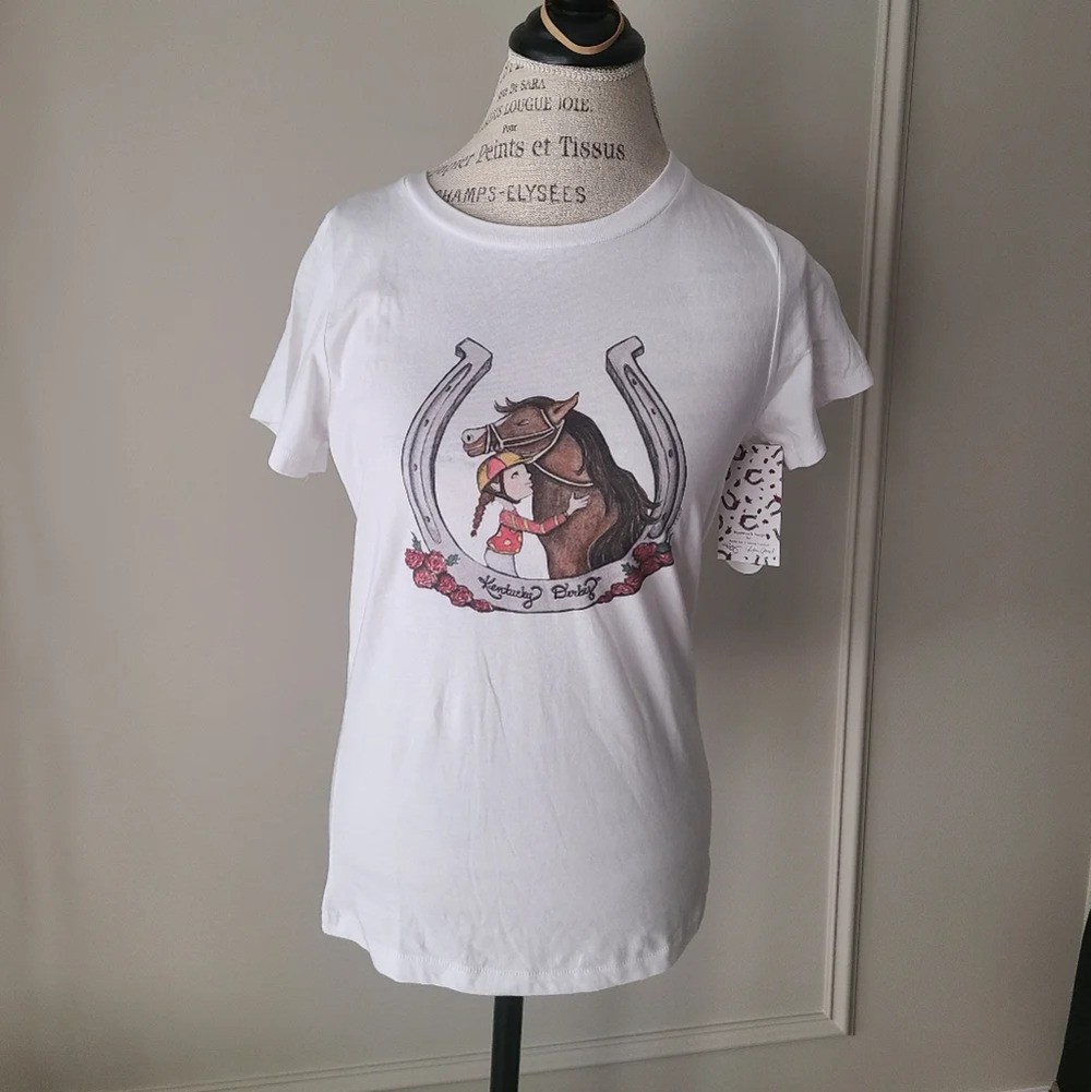NWT TT gear by Tiny Turnip TKentucky derby girls t-shirt sz.M